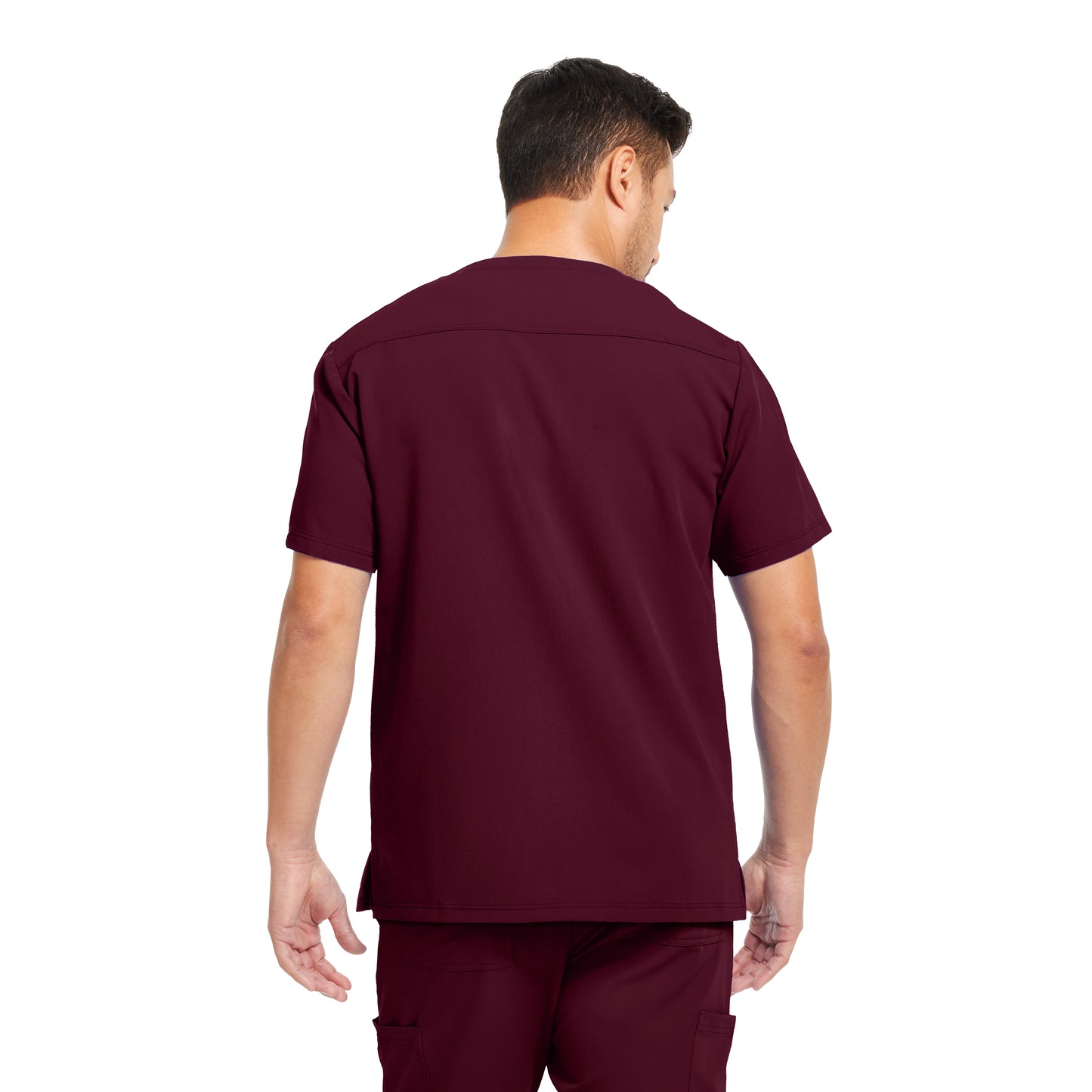 V-Tess WT149 Men's 3 Pocket V Neck Scrub Top Wine Image