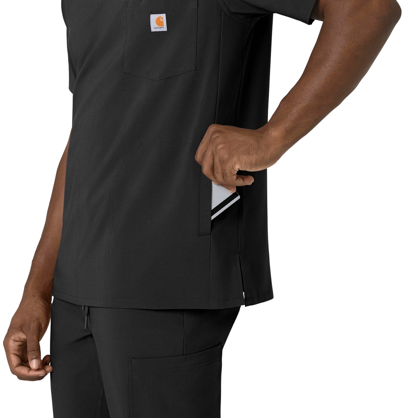 Force Cross-Flex C16410 Men's V-Neck Scrub Top Black Model Image Alternate | Carhartt