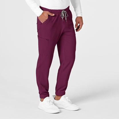 RENEW 5034 Men's Jogger Scrub Pants Wine Model Image Right Side | Wink