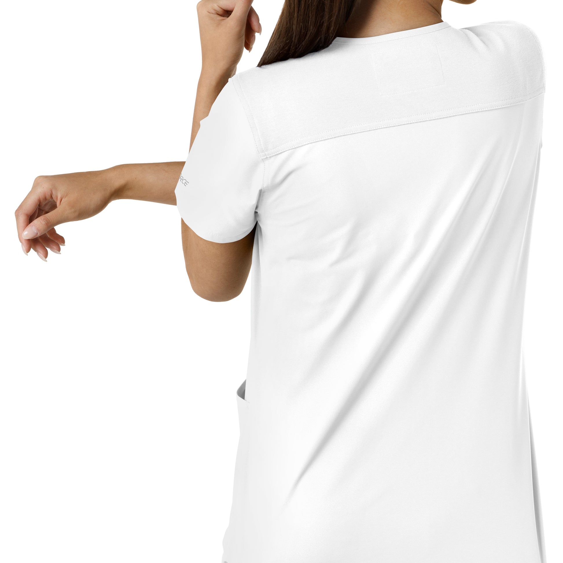 Force Essentials C12313 V-Neck Knit Panel Scrub Top White Model Image Alternate | Carhartt