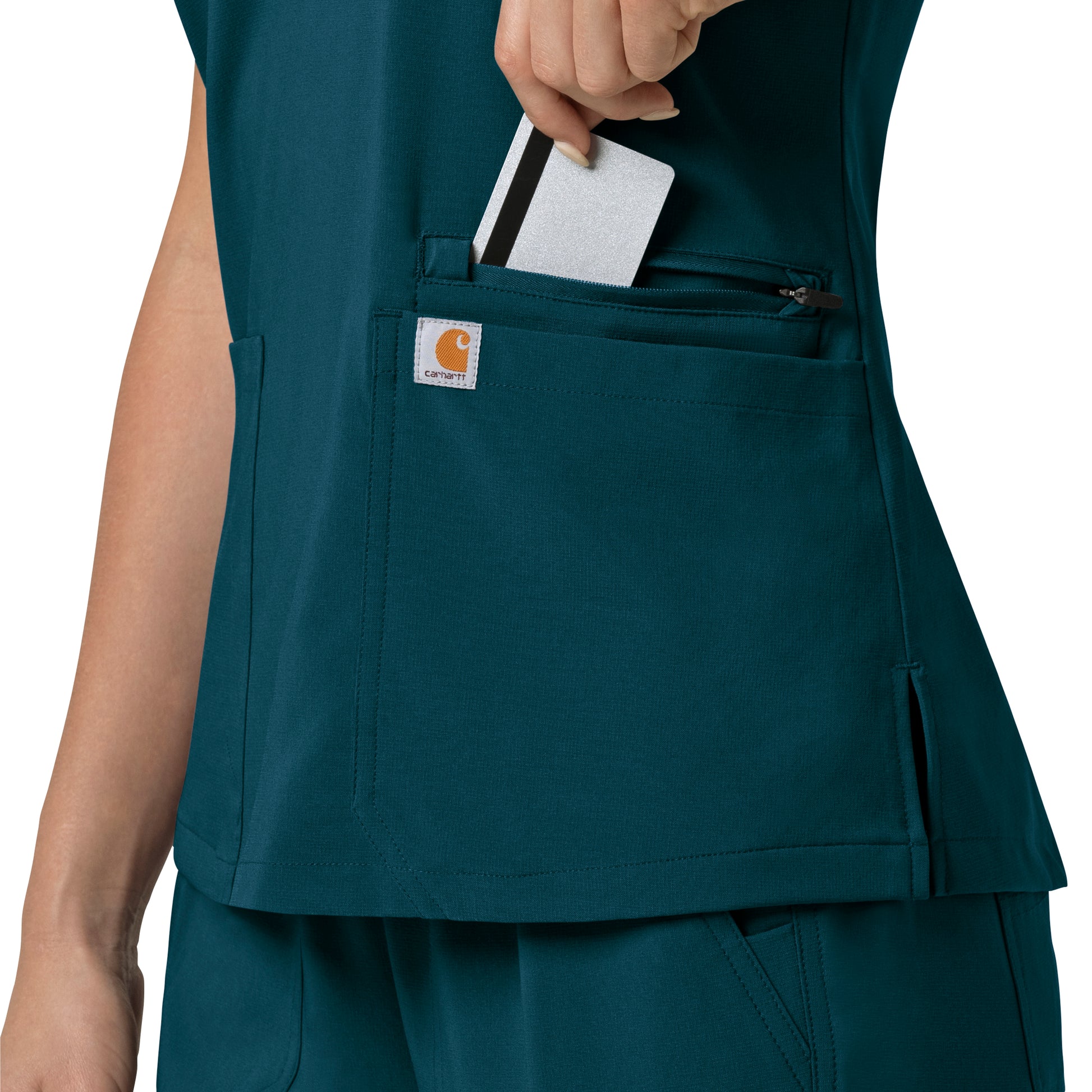 Force Cross-Flex C13210 Flex Panel V-Neck Scrub Top Caribbean Model Image Alternate | Carhartt