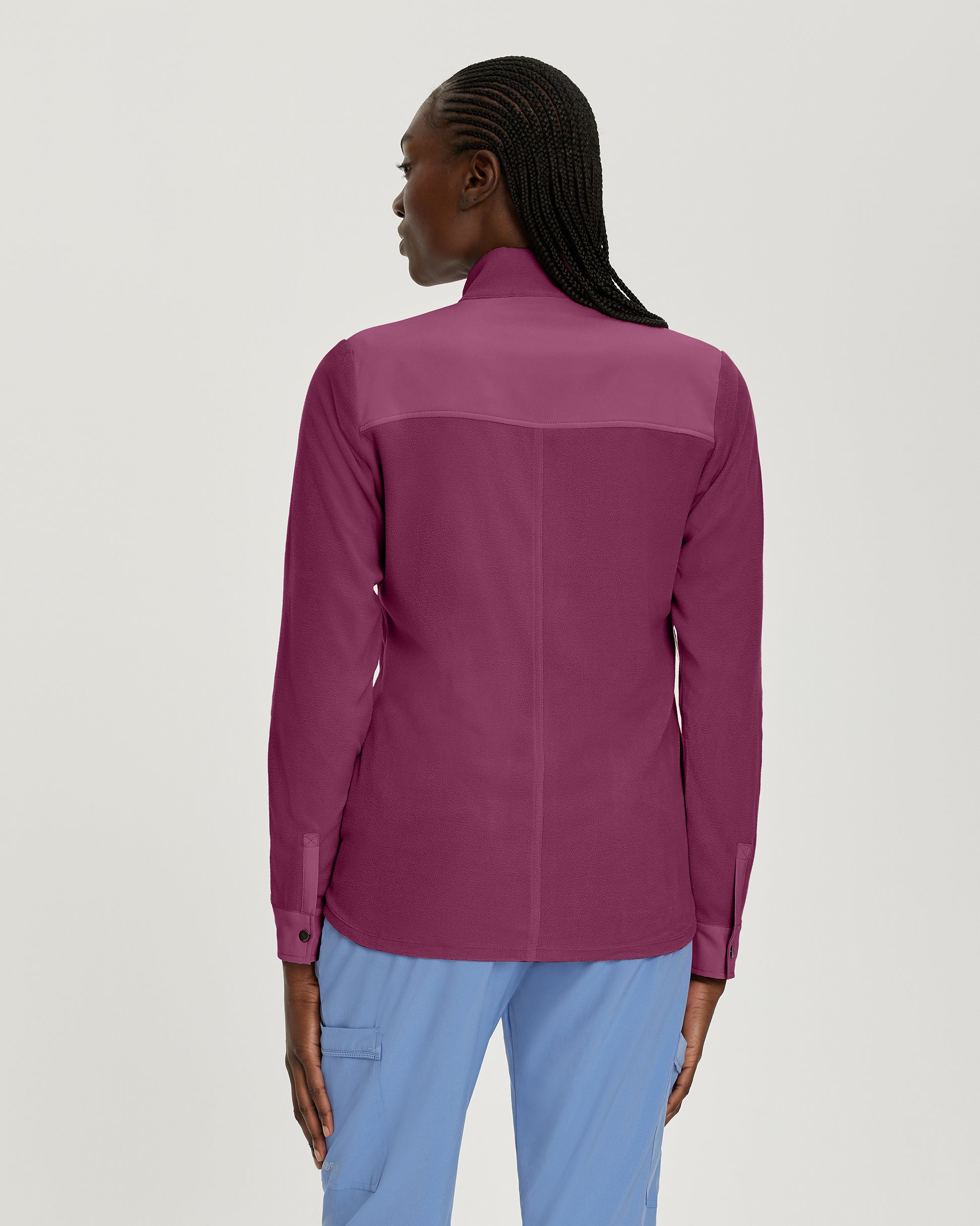 FIT 456 FIT Women's 3 Pocket Warm Up Scrub Jacket Raspberry Coulis Image