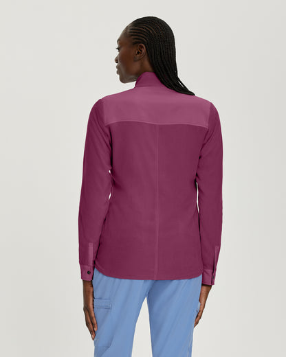 FIT 456 FIT Women's 3 Pocket Warm Up Scrub Jacket Raspberry Coulis Image