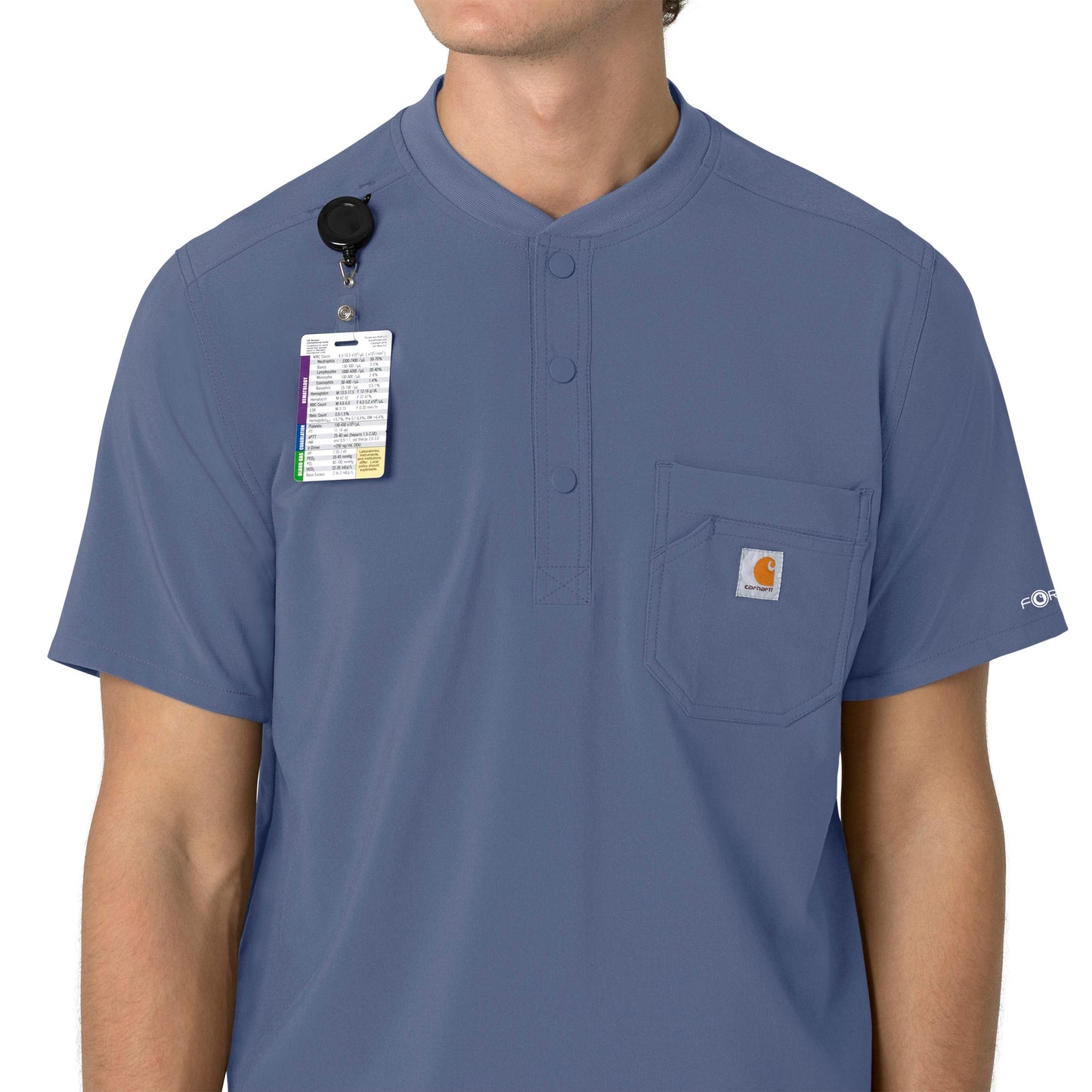 Force Cross-Flex C16310 Men's Henley Scrub Top Riverside Model Image Alternate | Carhartt