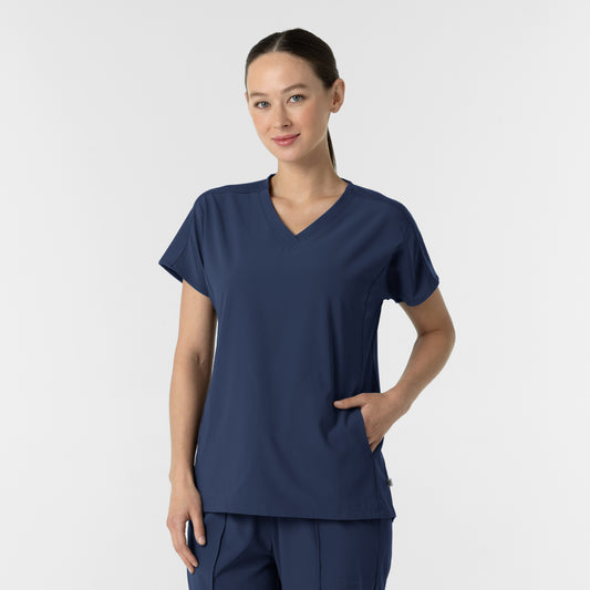 RENEW 6154 Women's V-Neck Tunic Scrub Top Navy