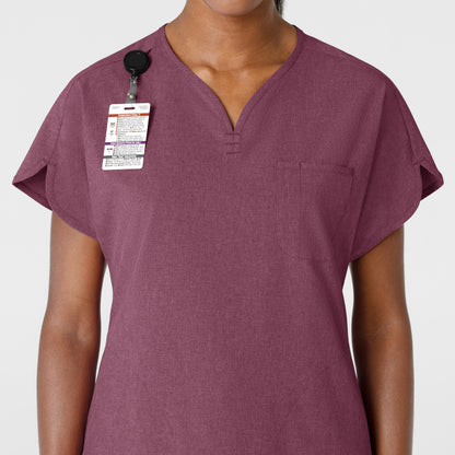 RENEW 6634 Dolman Scrub Top Wine Heather Model Image Left Side | Wink