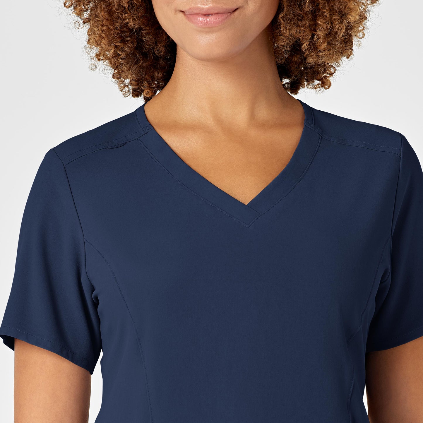 RENEW 6134 V-Neck Scrub Top Navy Model Image Left Side | Wink