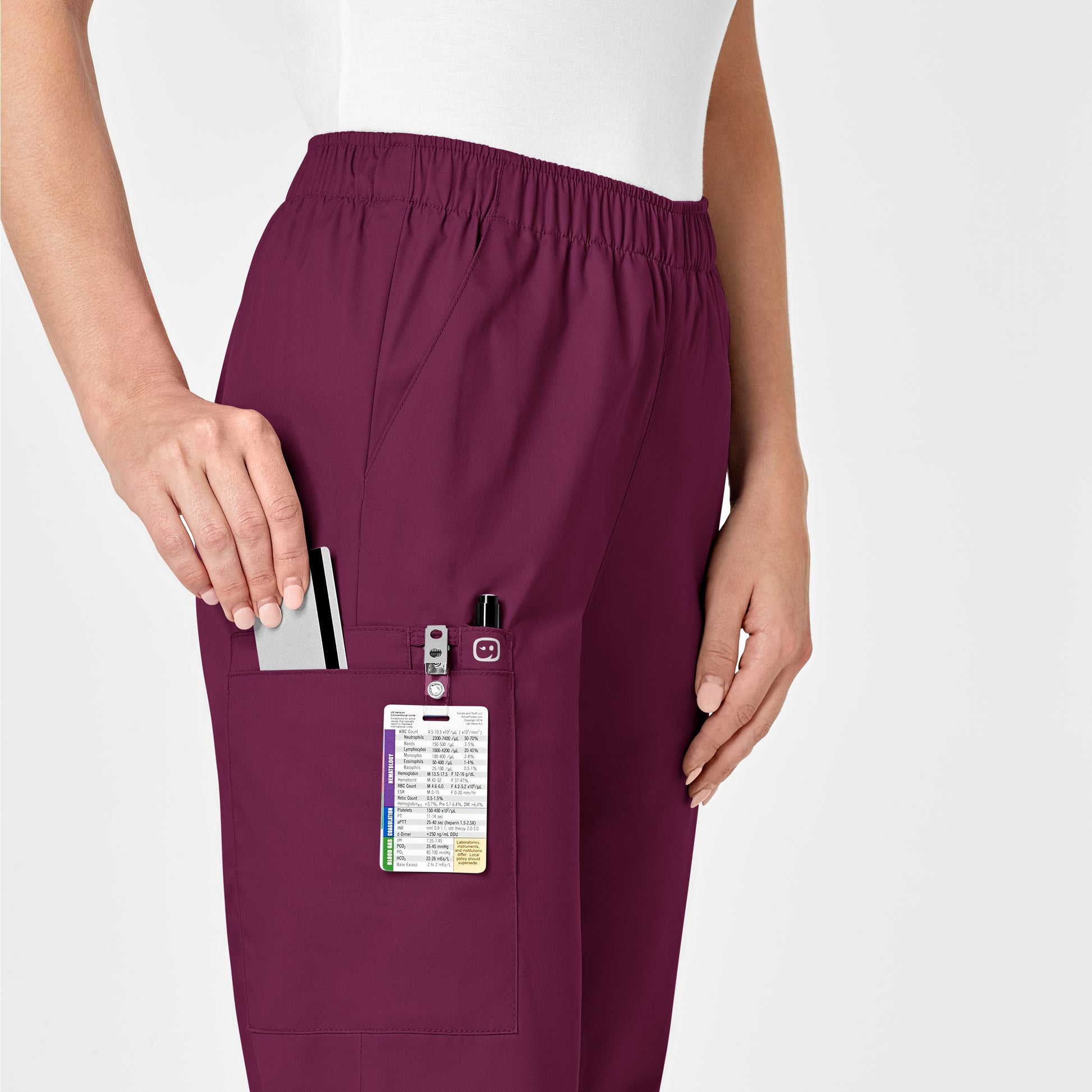 WonderWORK 501 Pull-On Cargo Scrub Pants Wine Model Image Alternate | Wink