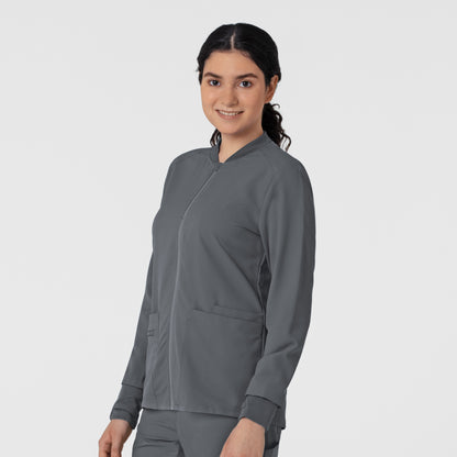 Thrive 8122 Flex-n-Reach Zip-Front Jacket Pewter Model Image Right Side | Wink