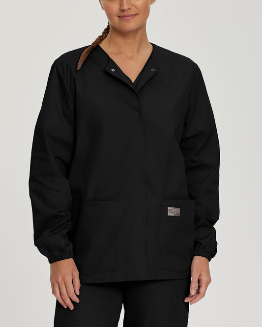 Scrub Zone 75221 Women's 3 Pocket Warm Up Scrub Jacket Black Image