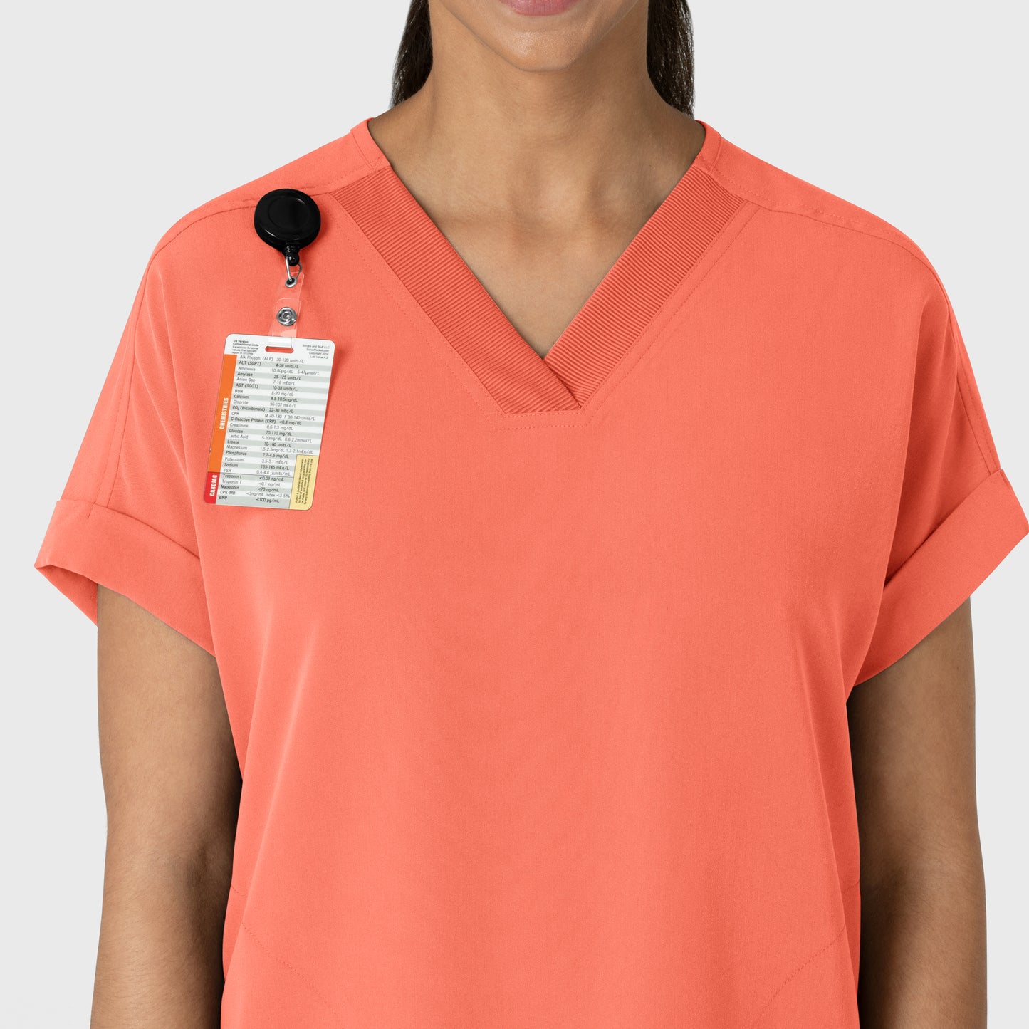 Nova 6232 Drop Shoulder Boxy Scrub Top Sugar Coral Model Image Left Side | Wink