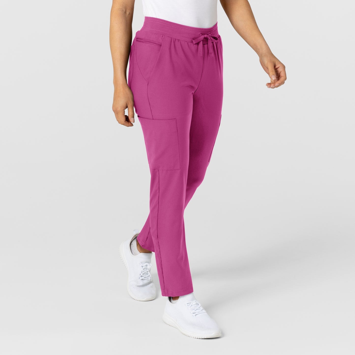 W123 5045 Flex-n-Reach Track Scrub Pants Raspberry Model Image Right Side | Wink