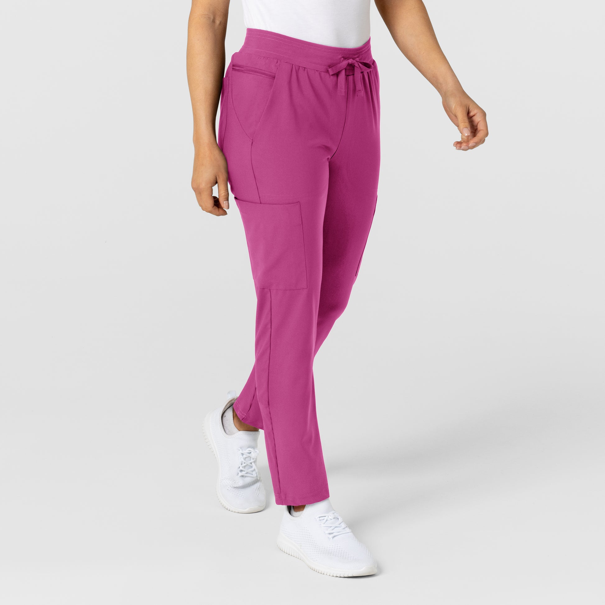 W123 5045 Flex-n-Reach Track Scrub Pants Raspberry Model Image Right Side | Wink