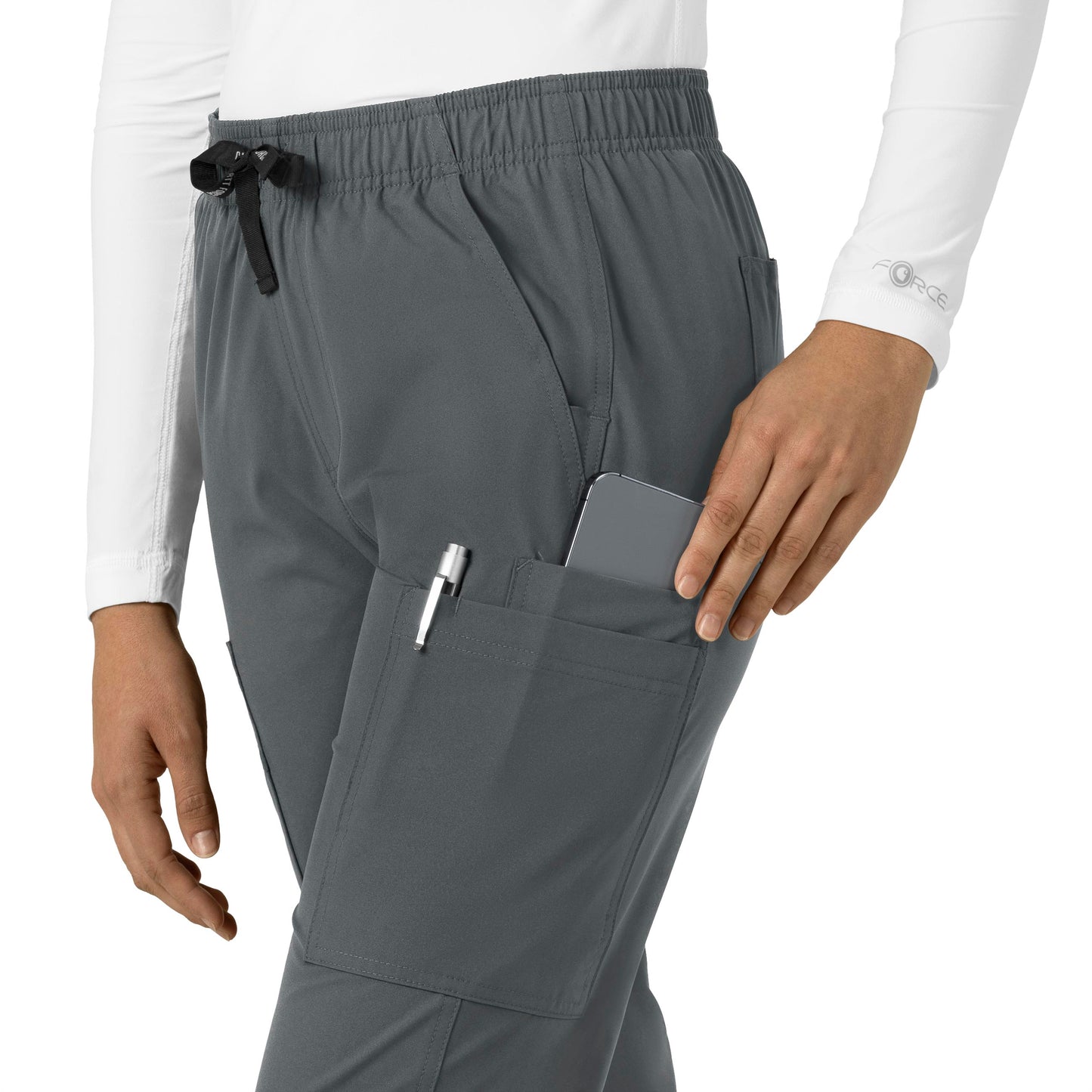 Force Essentials C51213 Straight Leg Scrub Pants Pewter Model Image Left Side | Carhartt