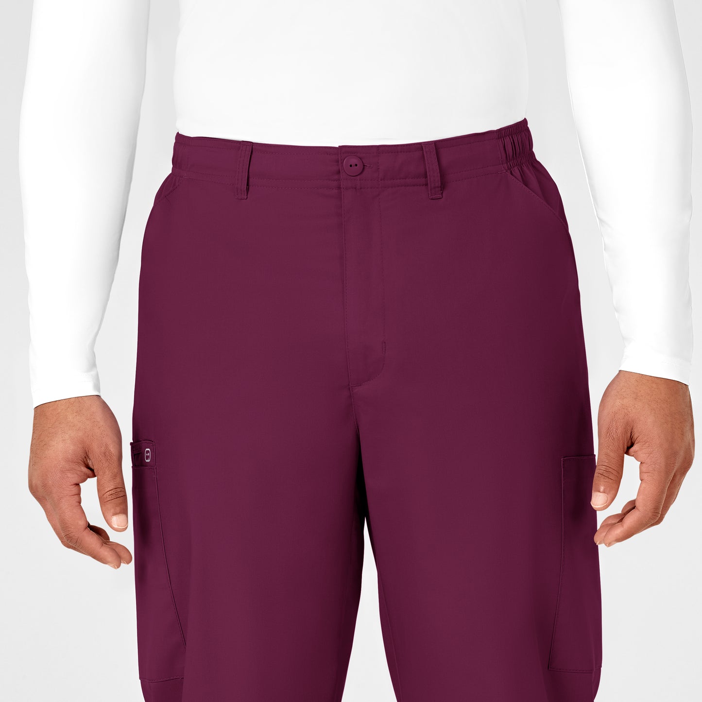 WonderWonderWORK 503 Men's Cargo Scrub Pant Wine Model Image Alternate | Wink