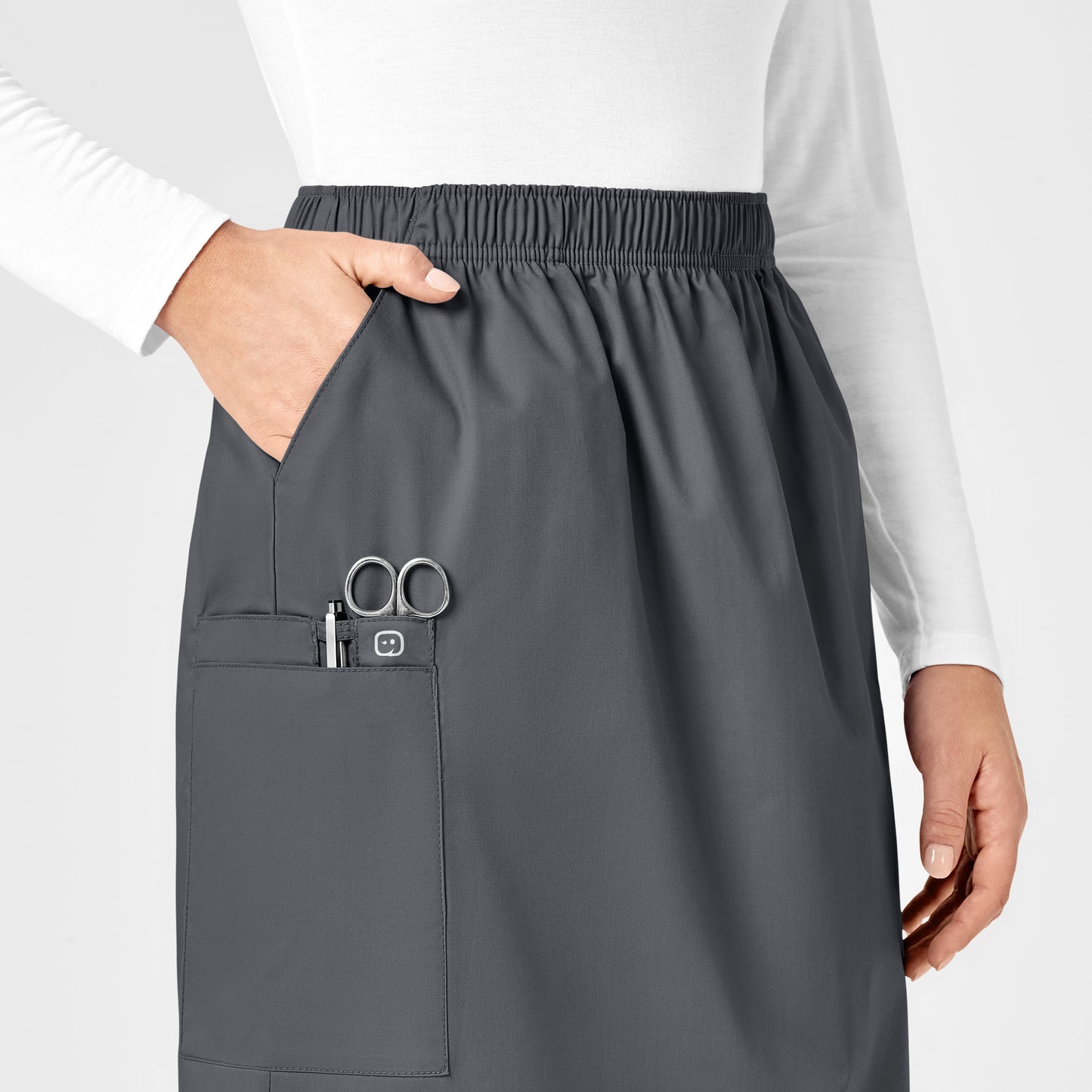 WonderWORK 701 Pull On Cargo Skirt Pewter Model Image Alternate | Wink