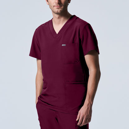 Forward LT110 Men's 4 Pocket V Neck Scrub Top Wine Image