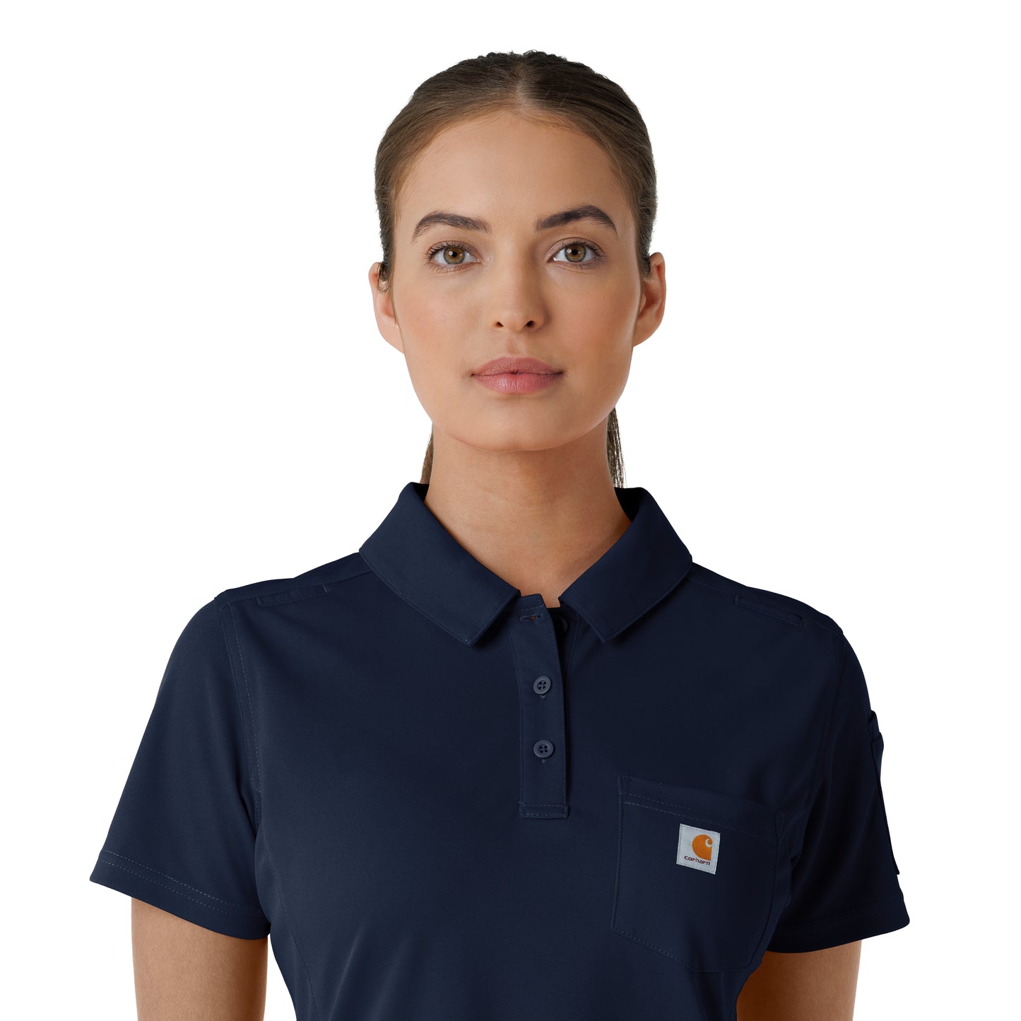 Rugged Flex C12119 Women's Lightweight Short Sleeve Polo Scrub Top Dark Navy