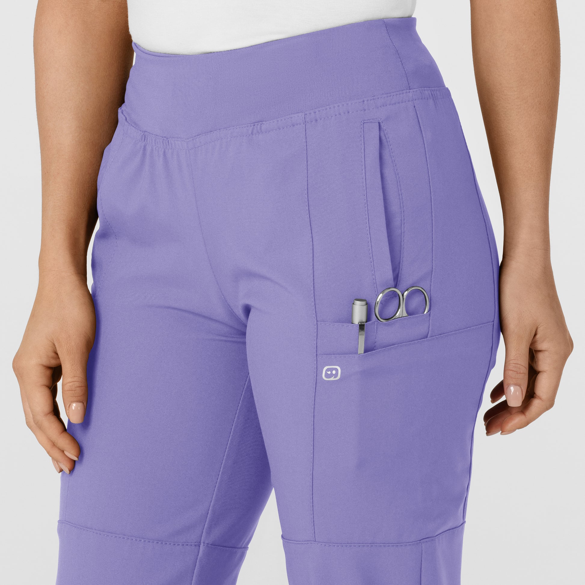 W123 5555 Comfort Waist Cargo Jogger Scrub Pants Iris Purple Model Image Alternate | Wink