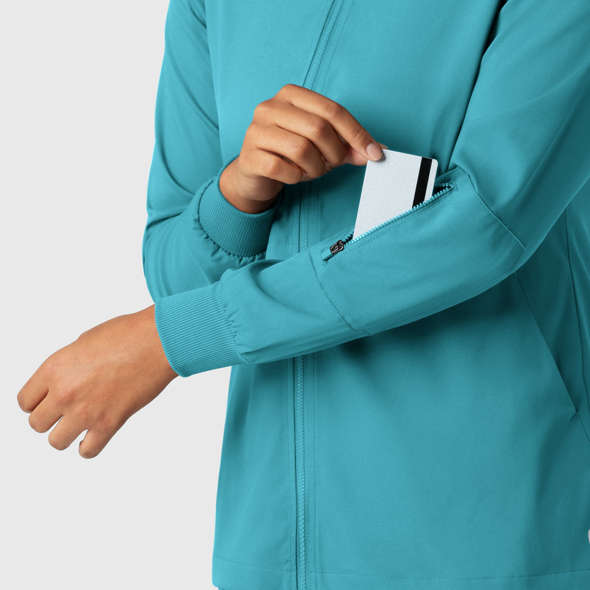 Boundless 8151 Warm Up Scrub Jacket Teal Model Image Alternate | Wink