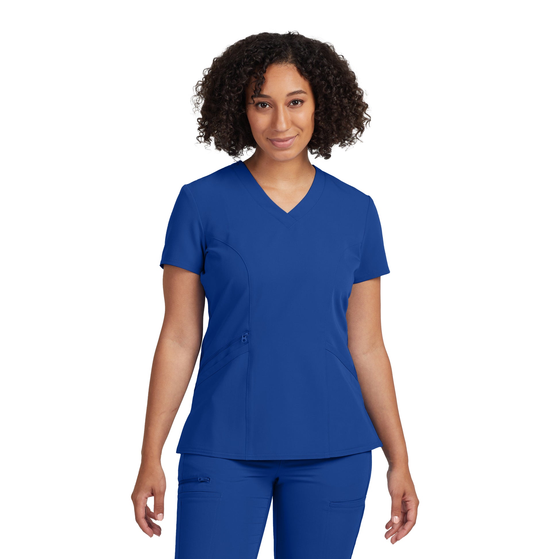 V-Tess WT134 Women's 3 Pocket V Neck Scrub Top Royal Image