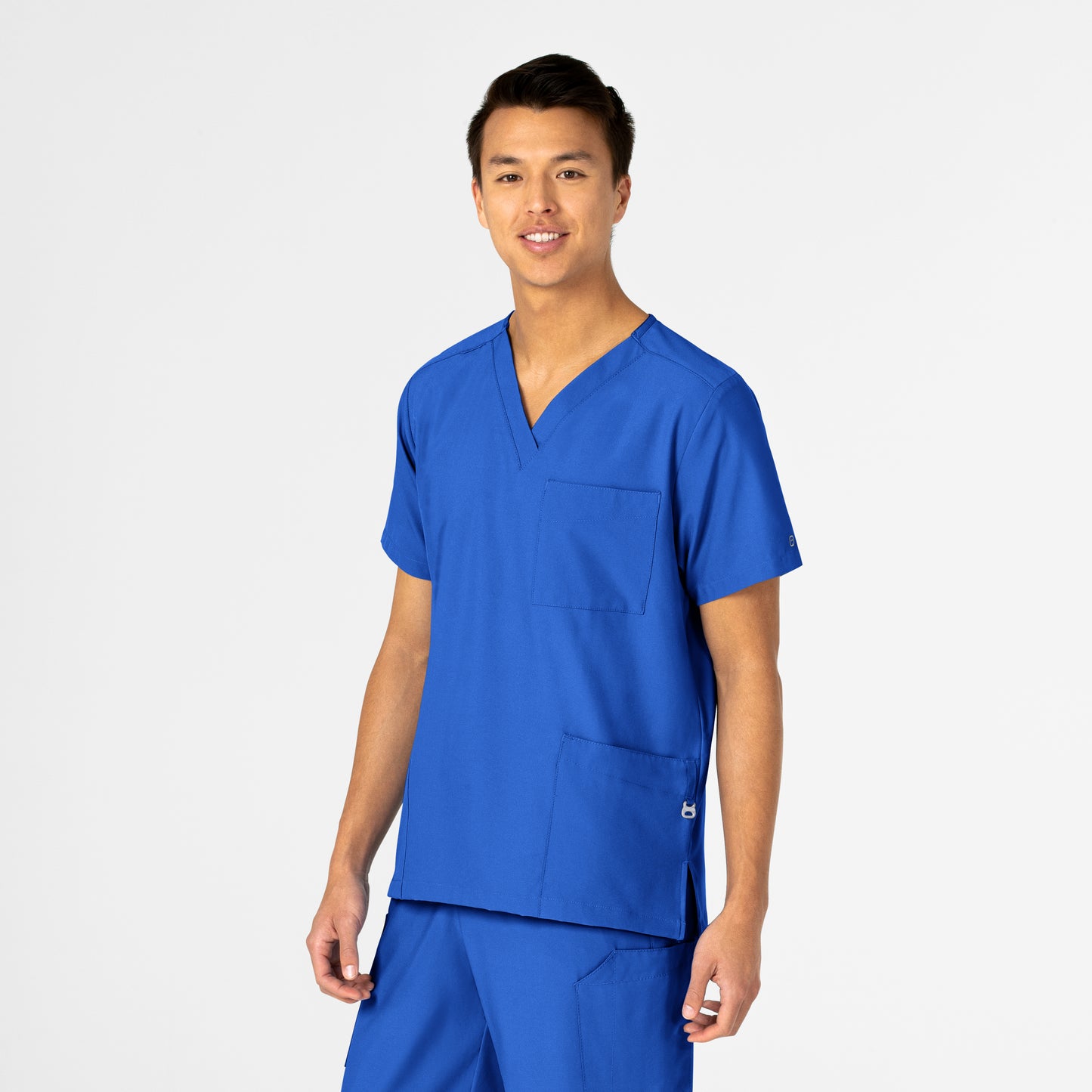 W123 6855 Unisex 4 Pocket Utility Scrub Top Royal Model Image Right Side | Wink