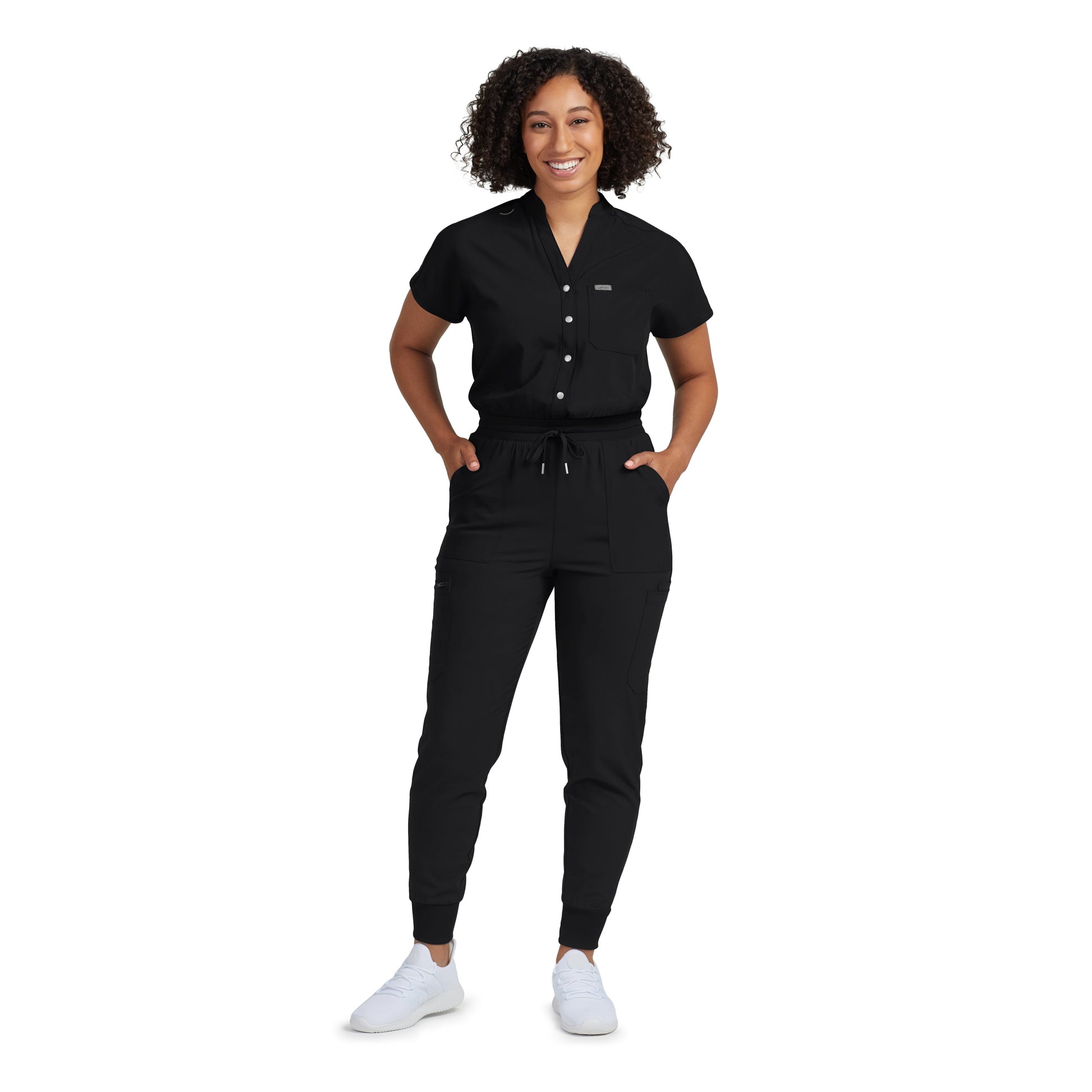 Forward LO603 Women's 8 Pocket Cargo Scrub Jumpsuit Black Image