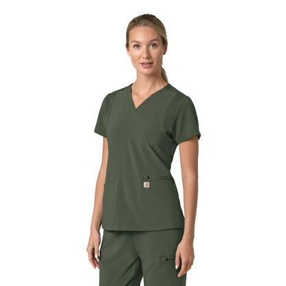 Force Cross-Flex C13210 Women's Flex Panel V-Neck Scrub Top Olive