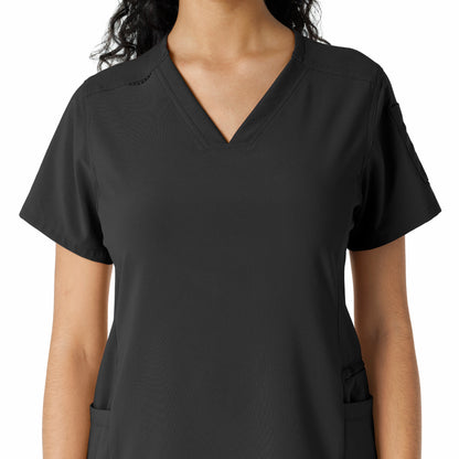 Force Cross-Flex C13310 Knit Panel Scrub Top Black Model Image Left Side | Carhartt