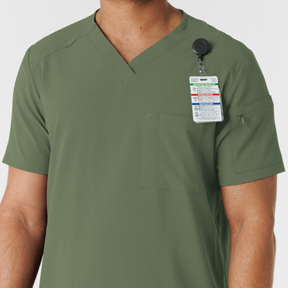 RENEW 6834 Men's V-Neck 5 Pocket Scrub Top Olive Model Image Alternate | Wink