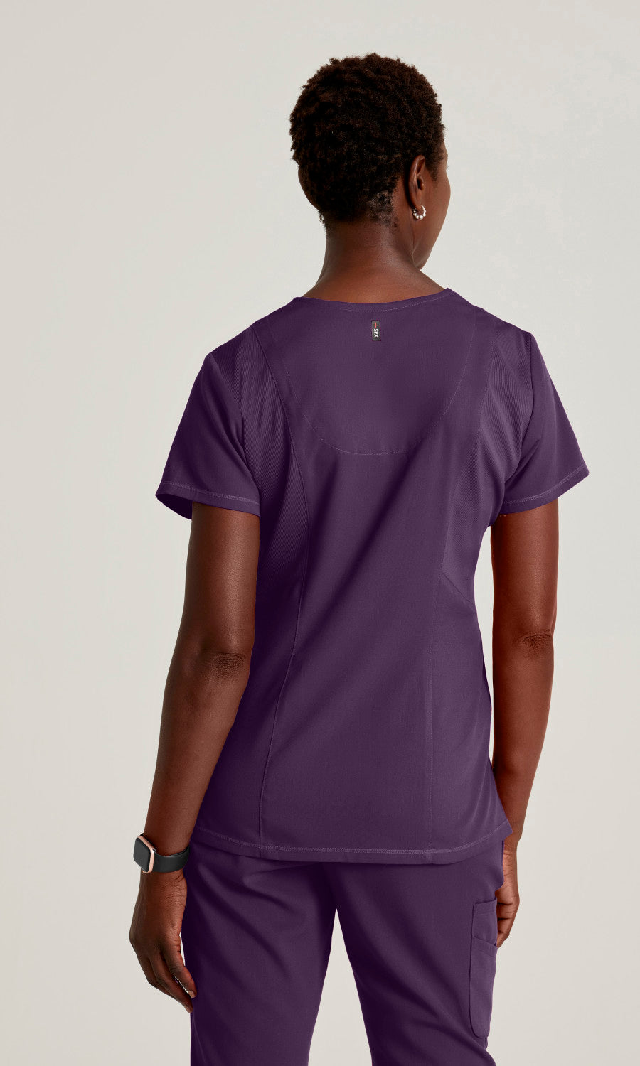 Grey's Anatomy Stretch GRST045 Serena Scrub Top Eggplant