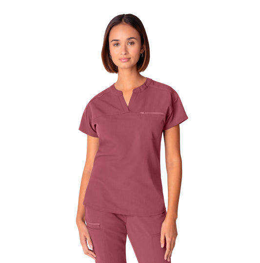 V-Tess WT114 Women's 1 Pocket V Neck Scrub Top Slate Rose Image