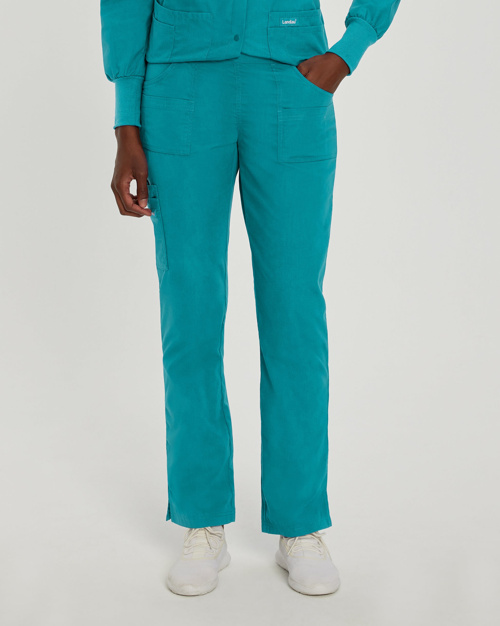 Essentials 8380 Women's Cargo Scrub Pants Teal Image