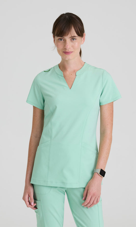 Grey's Anatomy Evolve GSST298 Women's Sky Top in Soft Melon by Barco Model Image Front