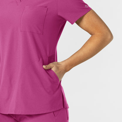 W123 6045 Flex-n-Reach V-Neck Scrub Top Raspberry Model Image Alternate | Wink