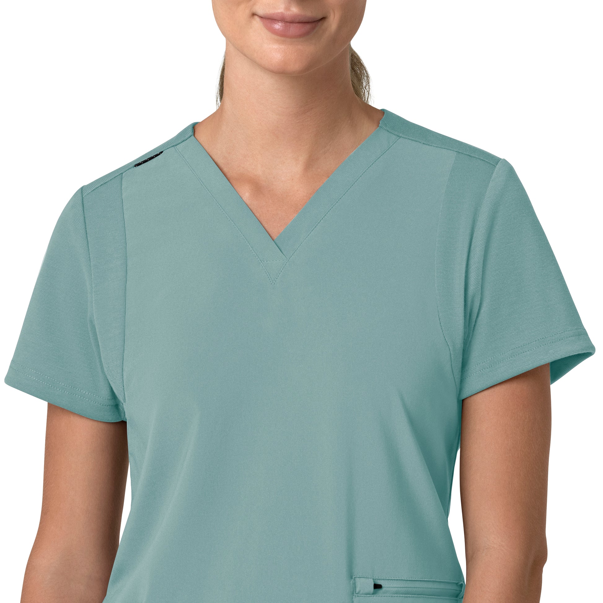 Force Cross-Flex C13210 Flex Panel V-Neck Scrub Top Summer Blue Model Image Left Side | Carhartt