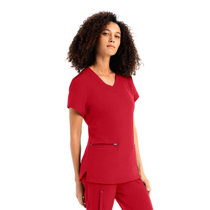 CRFT WT127 Women's 3 Pocket V Neck Scrub Top Racing Red Image