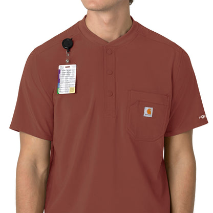 Force Cross-Flex C16310 Men's Henley Scrub Top Sable Model Image Alternate | Carhartt