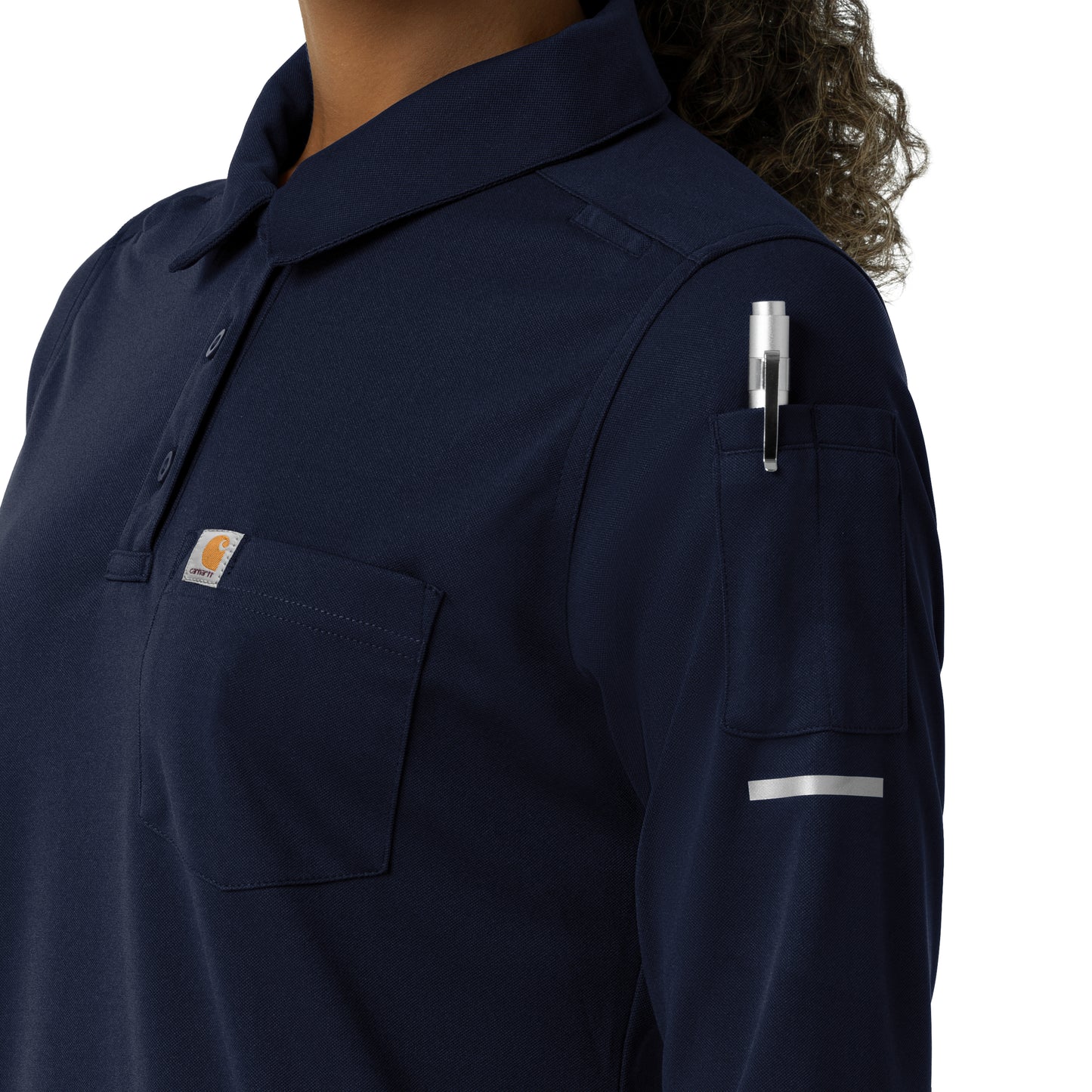 Rugged Flex C12129 Women's Heavyweight Long Sleeve Polo Scrub Top Dark Navy