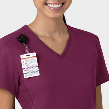 Thrive 6522 Flex-n-Reach V-Neck Scrub Top Wine Model Image Left Side | Wink