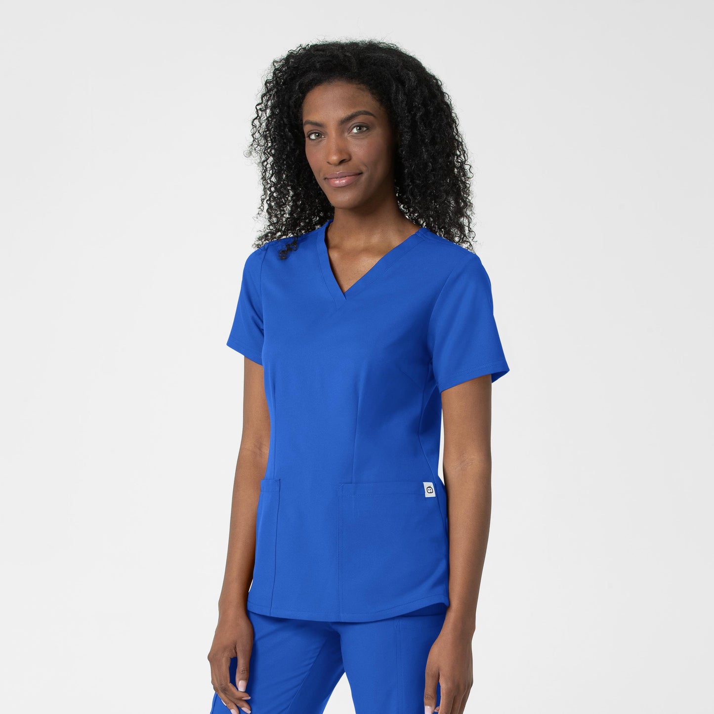 Thrive 6122 Fitted 3-Pocket V-Neck Scrub Top Royal Model Image Right Side | Wink