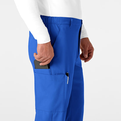 W123 5355 Men's Flat Front Cargo Scrub Pants Royal Model Image Alternate | Wink