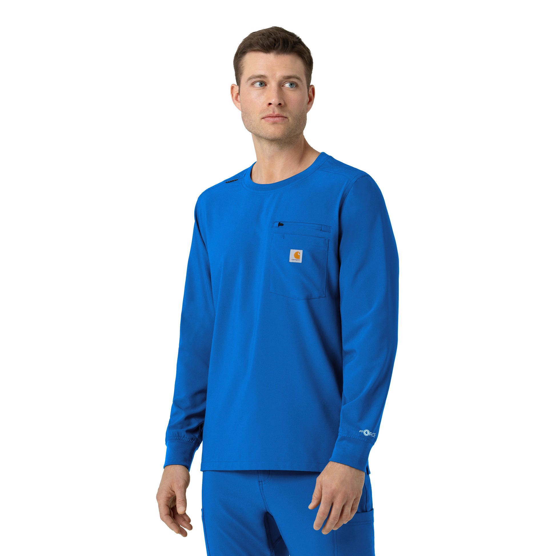 Force Cross-Flex C16610 Men's Crew Neck Long Sleeve Scrub Top Royal