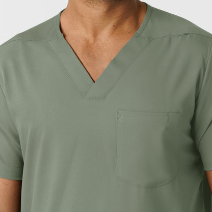 Boundless 6351 Men's Multi Pocket V-Neck Scrub Top Sage Model Image Left Side | Wink