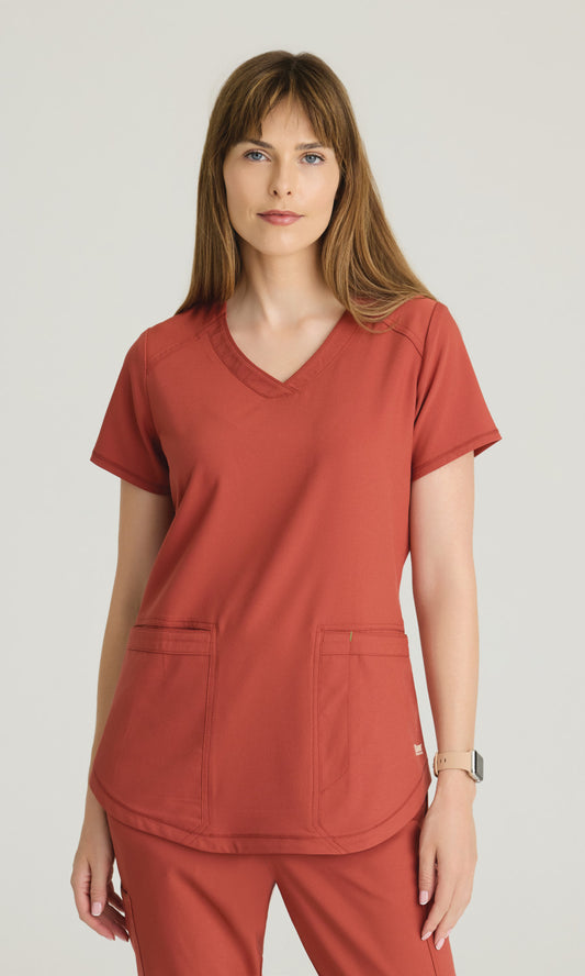 Grey's Anatomy Evolve GSST180 Rhythm Top Sedona Red
