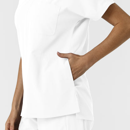 NURTUR 6280 Women's Drop Shoulder Tunic Scrub Top White