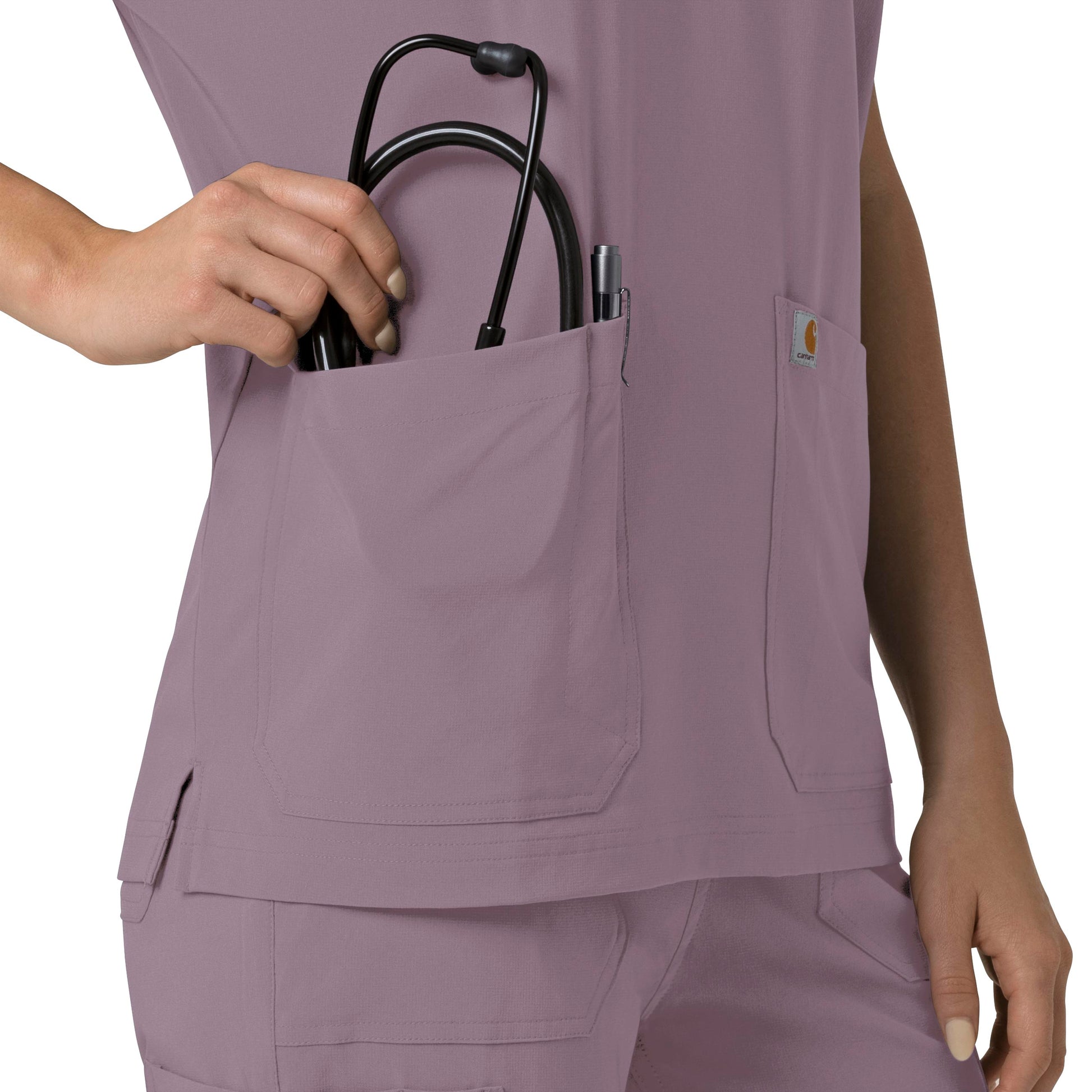 Force Cross-Flex C13110 Oversized V-Neck Scrub Top Lavender Mist Model Image Alternate | Carhartt