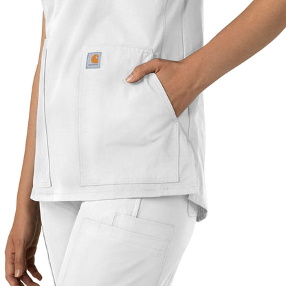 Force Essentials C12213 Notch Neck Tunic Scrub Top White Model Image Alternate | Carhartt