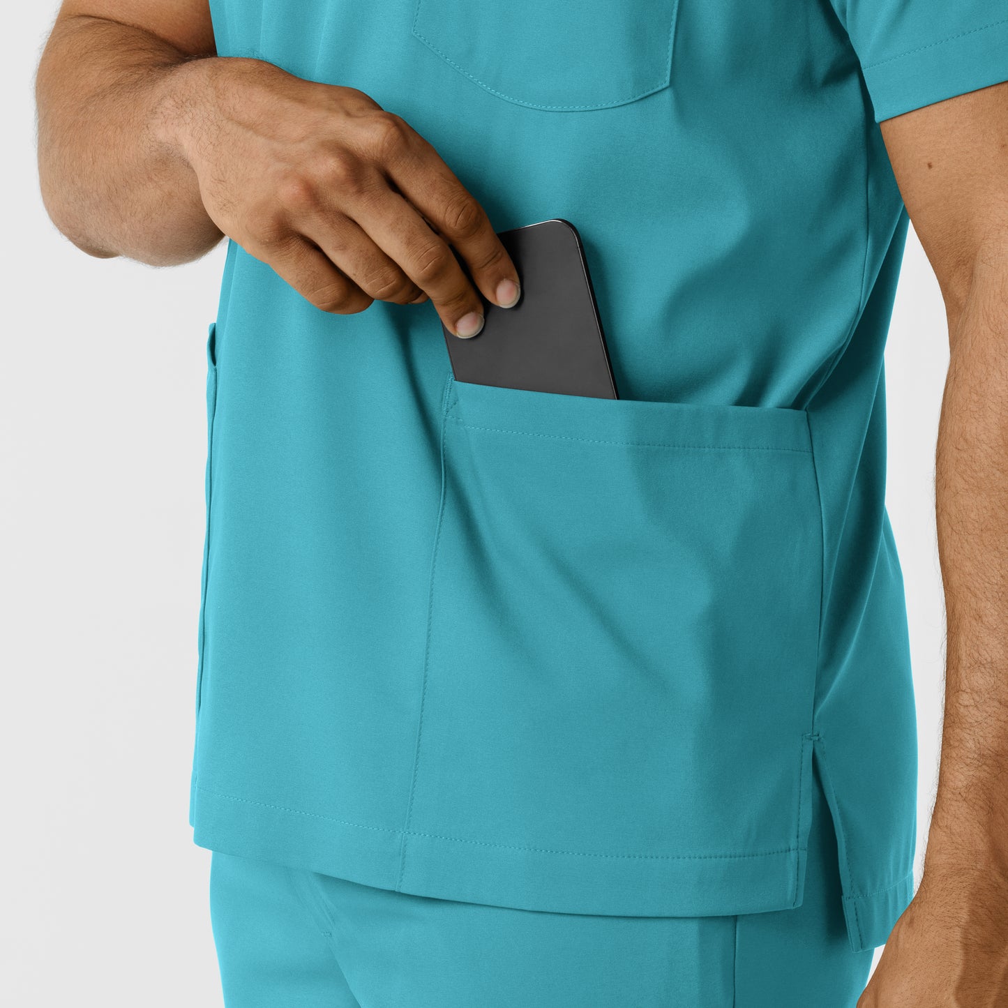 Boundless 6351 Men's Multi Pocket V-Neck Scrub Top Teal Model Image Alternate | Wink