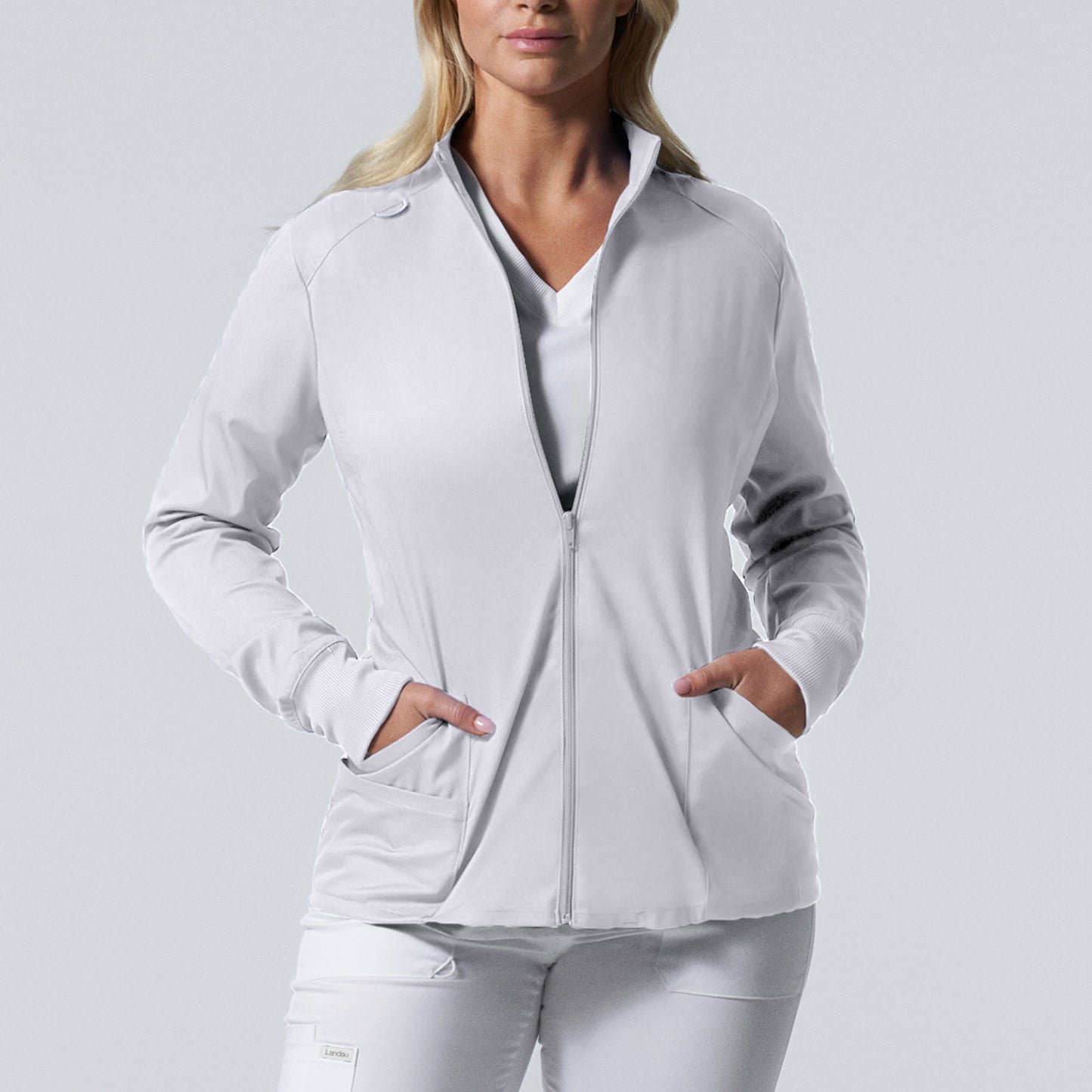 ProFlex LJ701 Women's 3 Pocket Scrub Jacket White Image